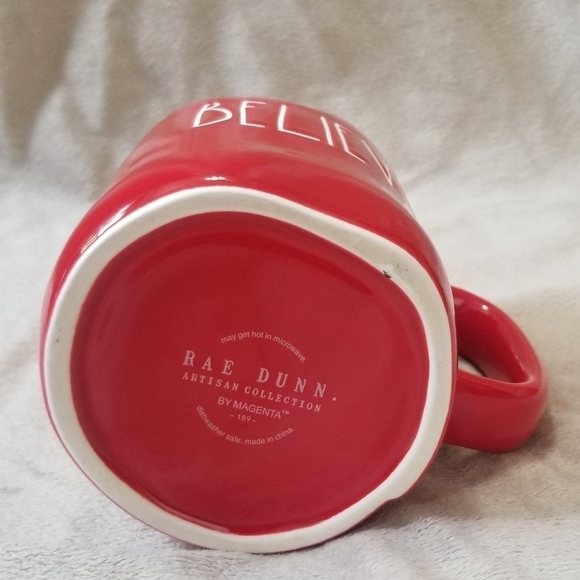 Rae Dunn Believe Christmas Seasonal Holiday Coffee Mug. Red w/ White Letters NWT - Picture 4 of 4